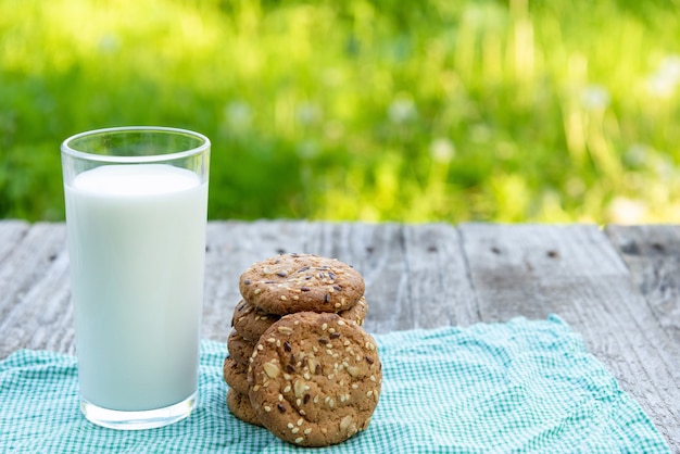 Milk and cookies in the fresh air.