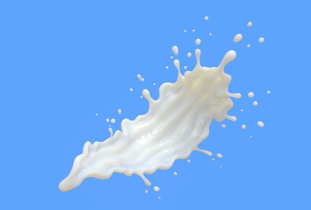 milk curve splashes isolate on blue background 3d render