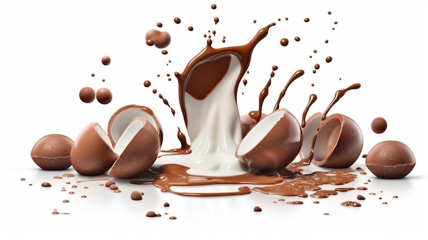 milk drops and chocolate splashes