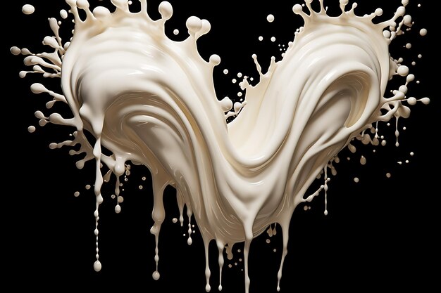 Milk isolated splashes heart curve