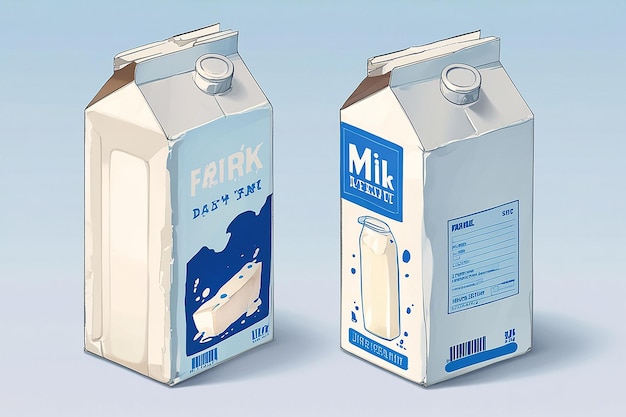 Milk Package Dairy Farm Product White and Blue Cardboard Box