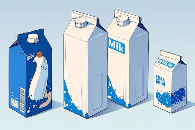 Milk Package Dairy Farm Product White and Blue Cardboard Box