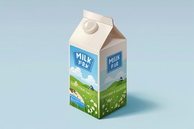 Milk Package Dairy Farm Product White and Blue Cardboard Box