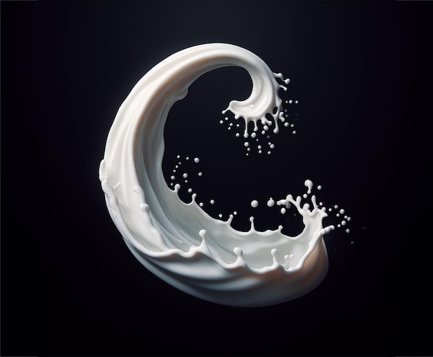 Photo milk pour splash isolated on black background