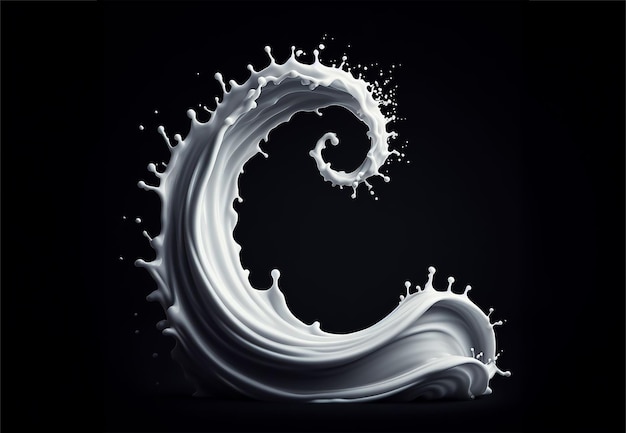 Photo milk pour splash isolated on black background