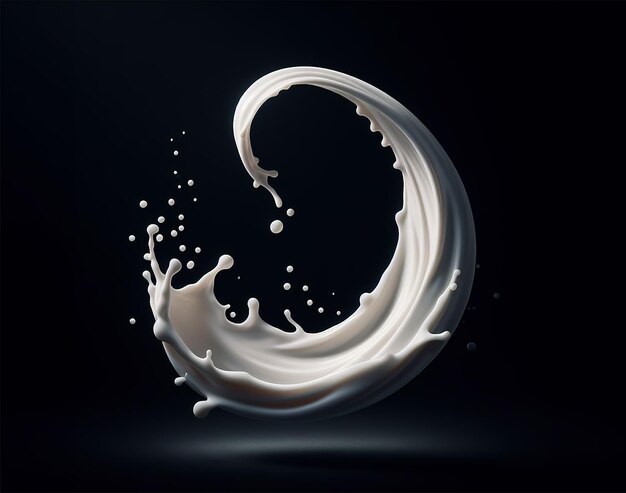 Photo milk pour splash isolated on black background