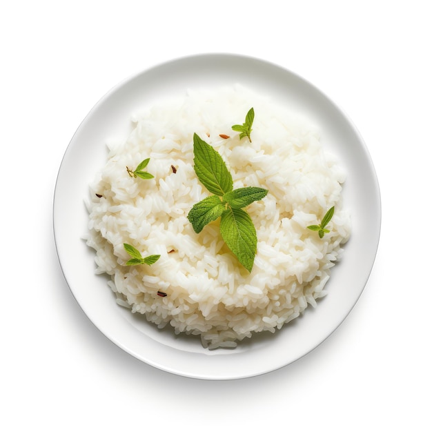 Milk Rice Sri Lankan Dish On A White Plate On A White Background Directly Above View