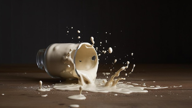 Milk spill close up