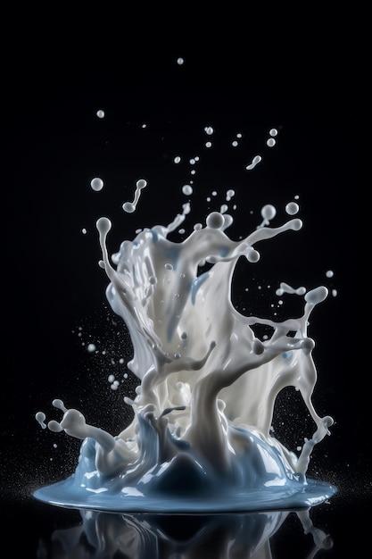 Milk Splash on black background generative AI