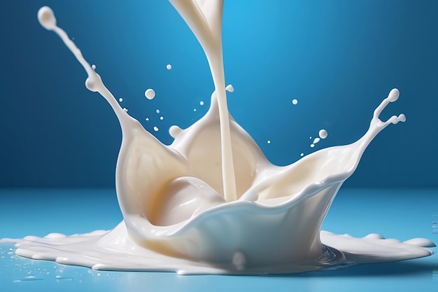 Milk Splash On blue background