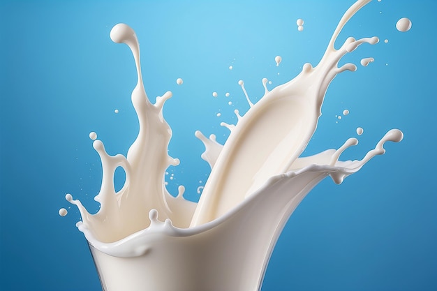 Milk Splash On blue background