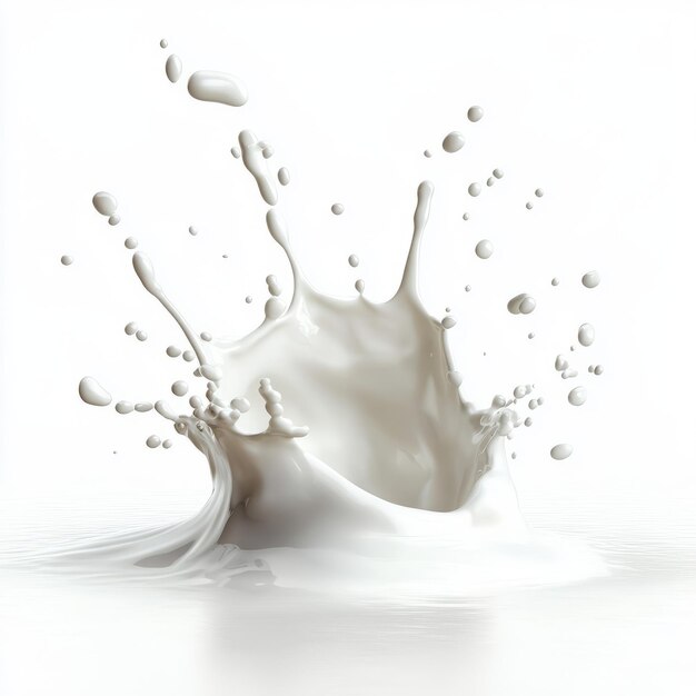 Photo a milk splash frozen in midair isolated on white background