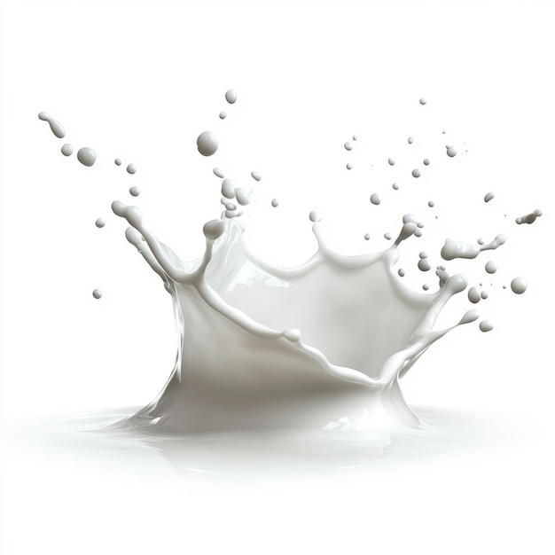 A milk splash frozen in midair isolated on white background