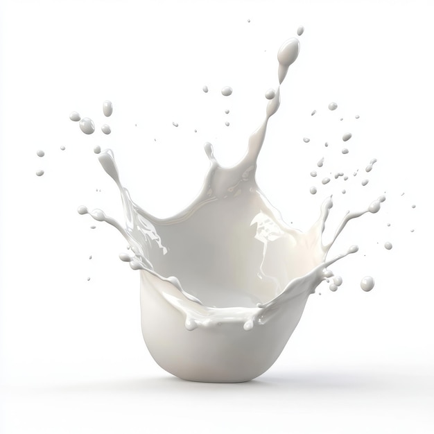 A milk splash frozen in midair isolated on white background