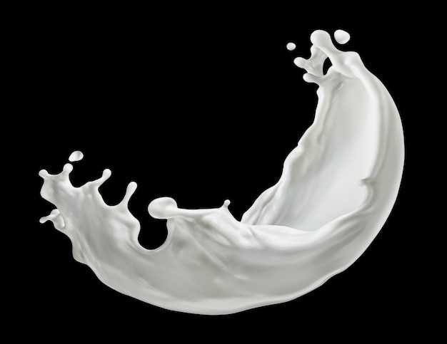 Milk splash isolated on black background