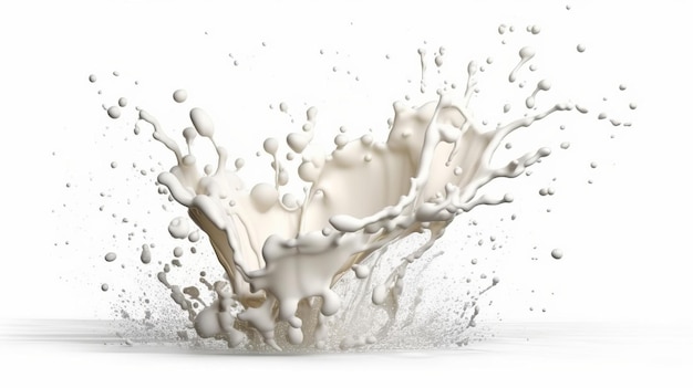 Milk splash isolated white background Generative Ai