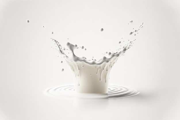 Milk splash with drops flying away Splasj crown in the white milk Generated AI