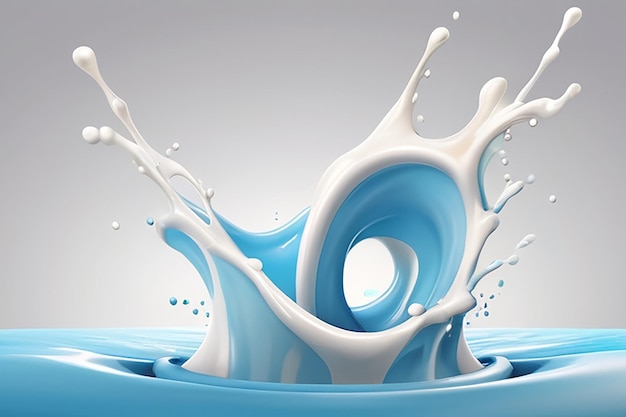 Milk splash with waves Vector realistic 3d illustration Food and drink theme