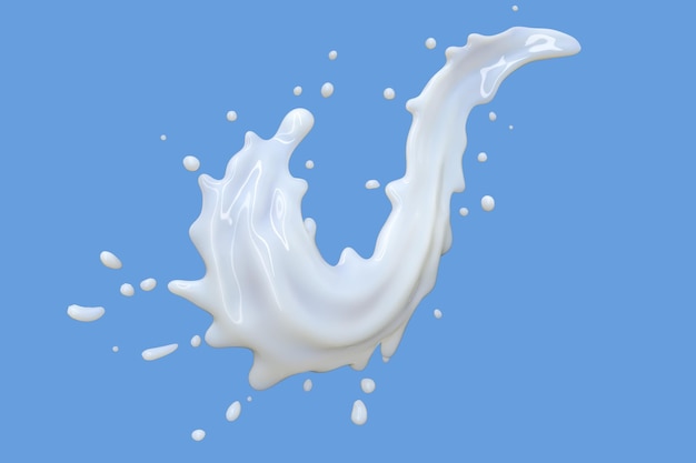 Milk splashes curve isolate on White background Liqiud splash