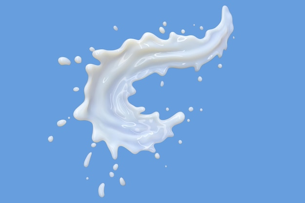 Milk splashes curve isolate on White background Liqiud splash