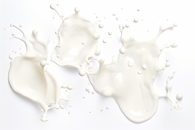 Milk splashes in isolation on white background