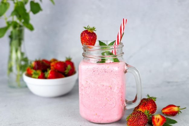 Milk strawberry cocktail