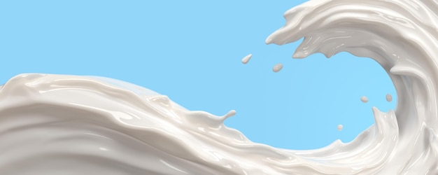 Milk or yogurt splash 3d illustration