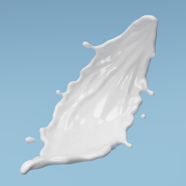 Milk or yogurt splash, white splash, 3d rendering.