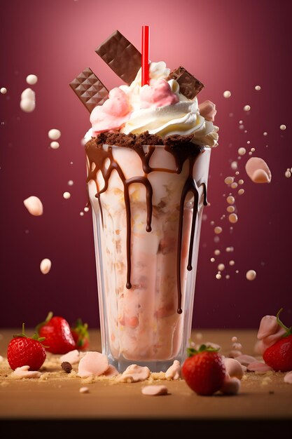 Milkshake in cinematic food photography professional studio lightning