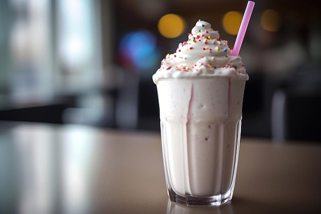 Milkshake in a glass AI Generated