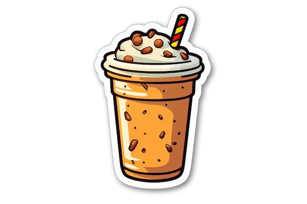 Milkshake Sticker On White Background Generative AI