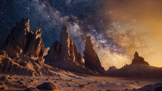 Photo milky way over desert mountains