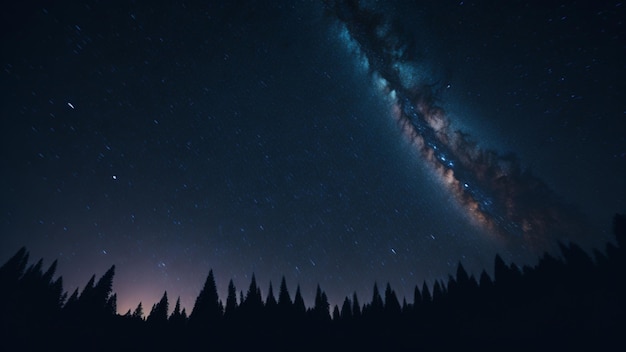 Milky Way over the forest in the night