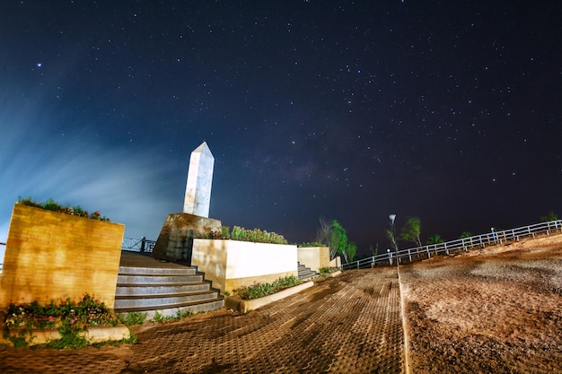 Milky way galaxy with cloud at Phutabberk Phetchabun in Thailand Long exposure photographwith grain