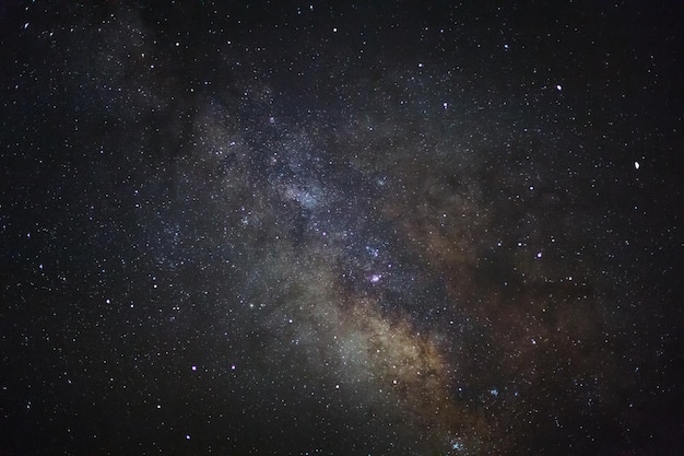 Milky way galaxy with stars and space dust in the universe Long exposure photograph with grain