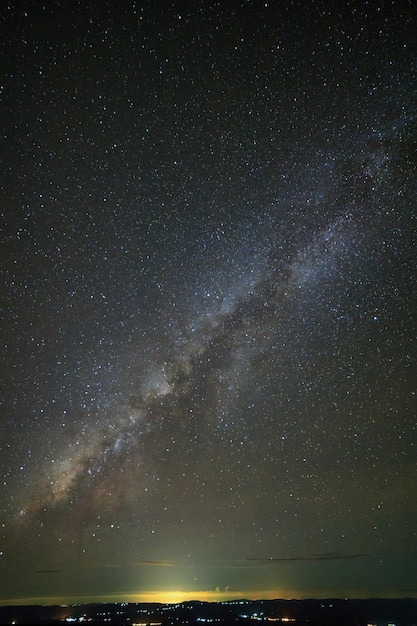 Milky way galaxy with stars and space dust in the universe Long exposure photograph with grain