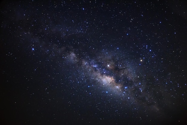 Milky way galaxy with stars and space dust in the universe Long exposure photograph with grain