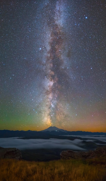 Milky Way over mount Elbrus