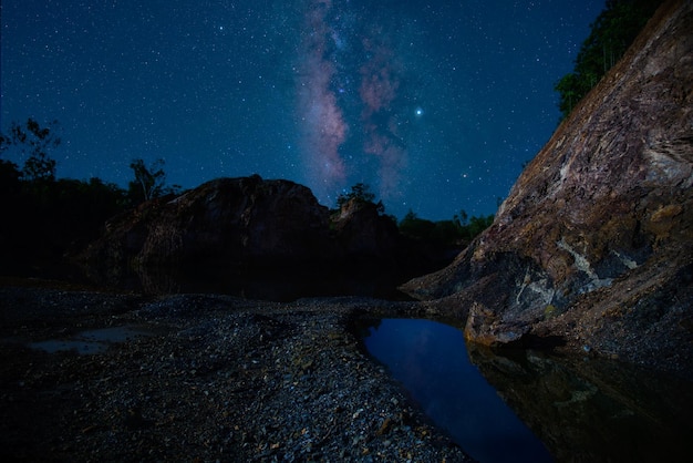 Milky Way over Mountain in Chiang Rai Thailand