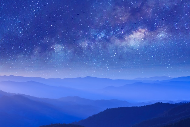 milky way on the mountain, Chiangmai Thailand.