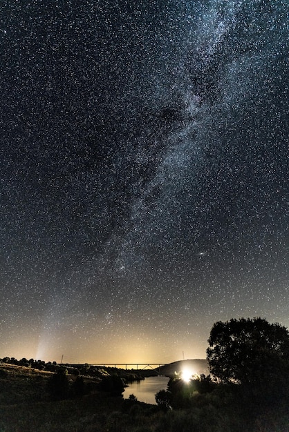 Milky way roads bridges dams and car lights