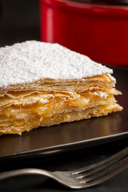 Mille feuille dessert on the plate