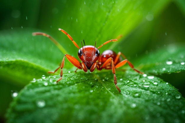 Mimic ant spider on leaf