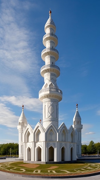 Minaret of the white mosque republic of Tatars tan