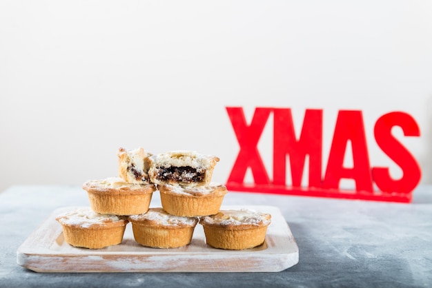 Mince pies filled with vine fruits traditional christmas food