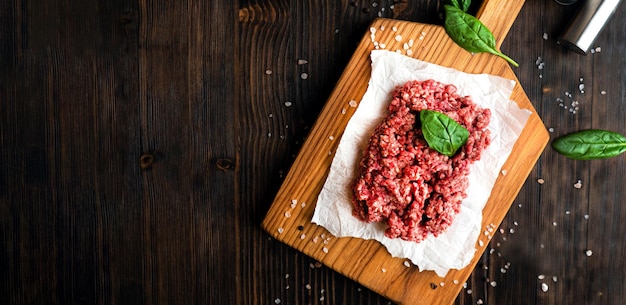 Minced meat food photo flatlay