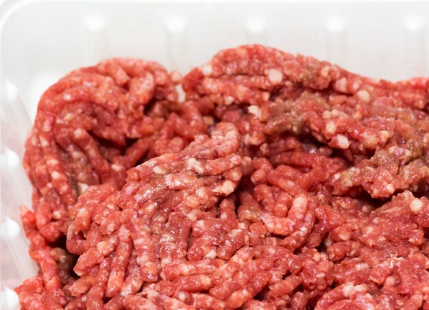 Minced meat on white background