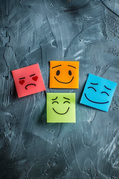 Mind Mental Health Concept Three Emoticon Faces