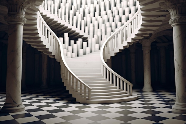 Mindbending optical illusion of a staircase that Generative ai