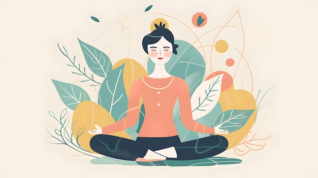 Mindful Meditation background illustration design self care love healthy art Generative AI